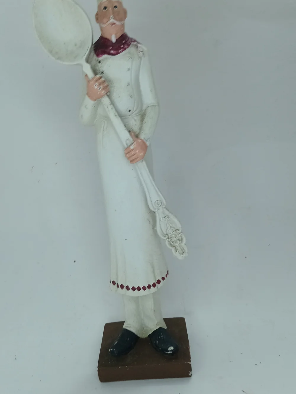 Vtg Tall Italian Skinny Chef Holding A Spoon Resin Figure/Statue Kitchen Decor